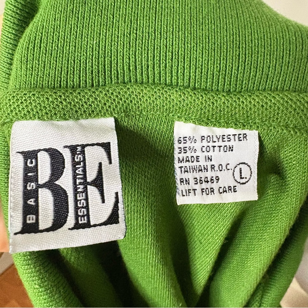 Vintage 80s Basic Essentials Green Collared Sleev… - image 4